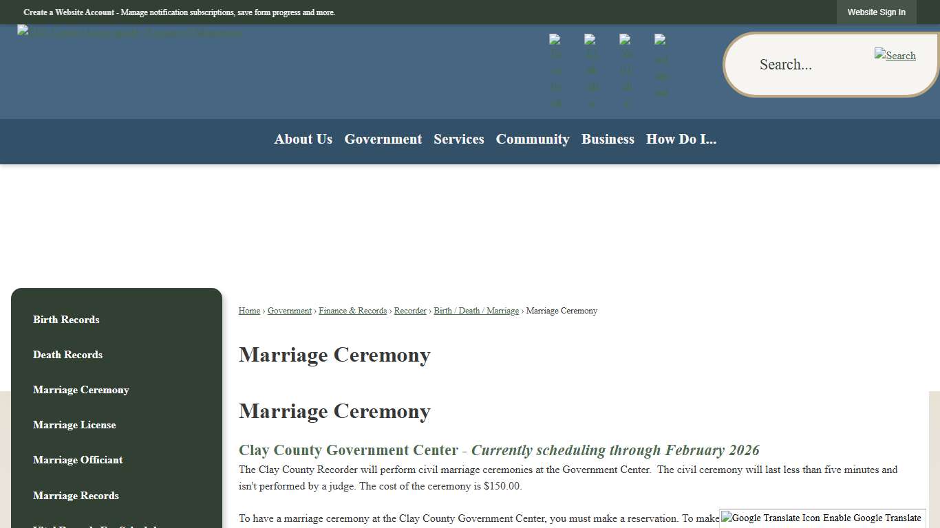 Marriage Ceremony | Clay County, MN - Official Website