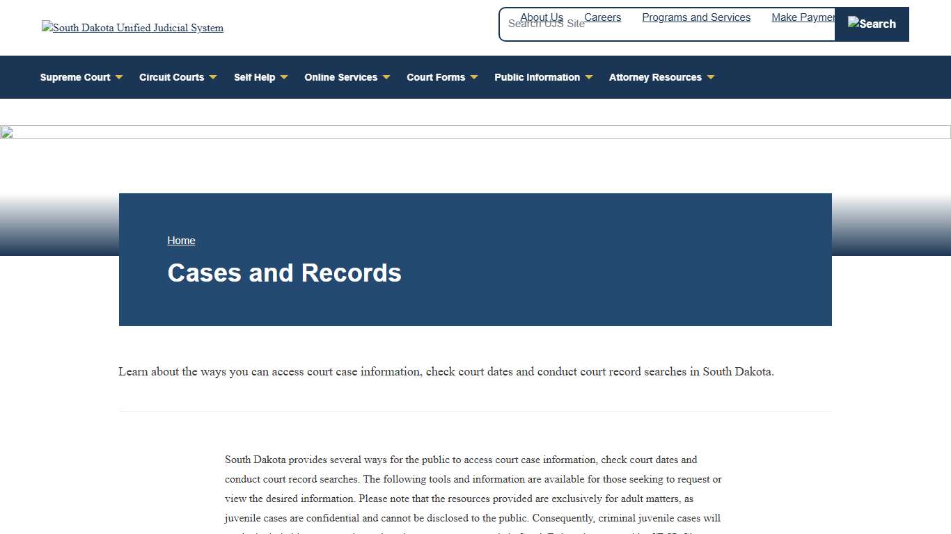 South Dakota Court Records Access | South Dakota Unified Judicial System | SD UJS